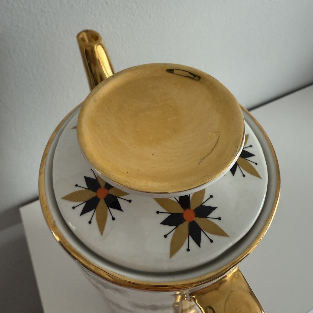 Vintage Arklow Stardust Coffee Pot Teapot Atomic Starburst Gold Gilt Ireland MCM - Picture 4 of 12